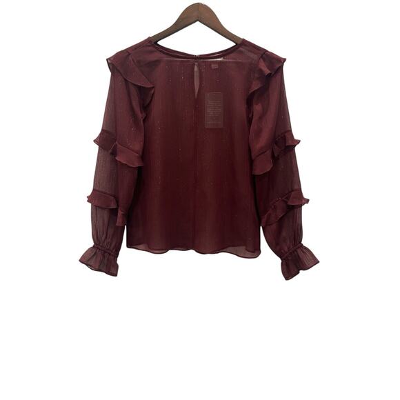 On-34th Tops - On-34th Women’s XS Port Royale Sheer Ruffled Blouse